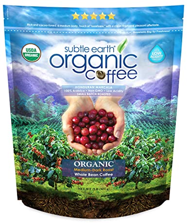 Subtle Earth Organic Medium-Dark Roast Whole Bean Coffee 2 Lbs
